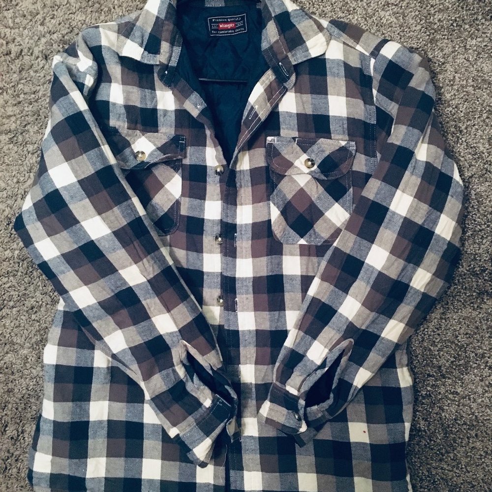 Womens Blue Plaid Wrangler Jacket, Size Small